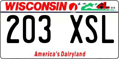 WI license plate 203XSL