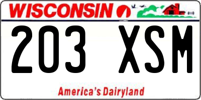 WI license plate 203XSM