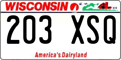 WI license plate 203XSQ