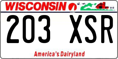 WI license plate 203XSR