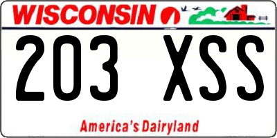 WI license plate 203XSS