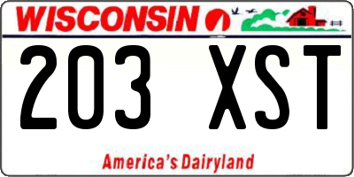 WI license plate 203XST