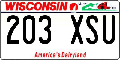 WI license plate 203XSU