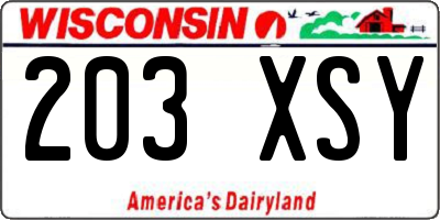 WI license plate 203XSY