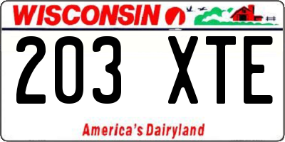 WI license plate 203XTE