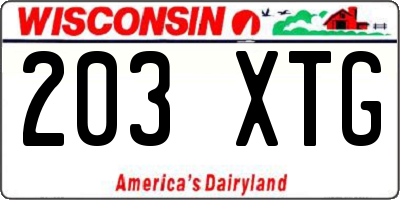 WI license plate 203XTG