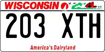 WI license plate 203XTH