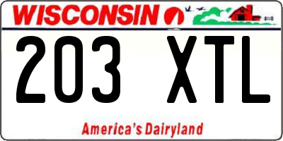 WI license plate 203XTL