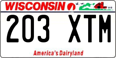 WI license plate 203XTM