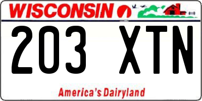 WI license plate 203XTN