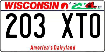 WI license plate 203XTO