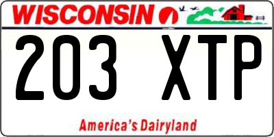 WI license plate 203XTP