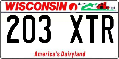WI license plate 203XTR