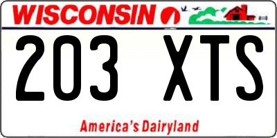 WI license plate 203XTS