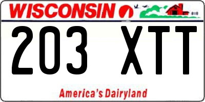 WI license plate 203XTT