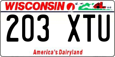 WI license plate 203XTU