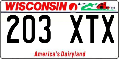WI license plate 203XTX