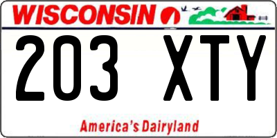 WI license plate 203XTY