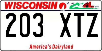 WI license plate 203XTZ