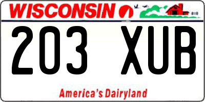 WI license plate 203XUB