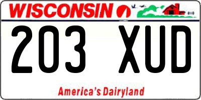 WI license plate 203XUD