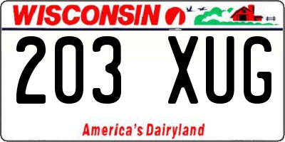 WI license plate 203XUG