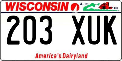 WI license plate 203XUK