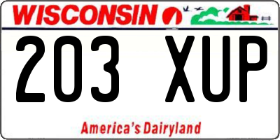 WI license plate 203XUP
