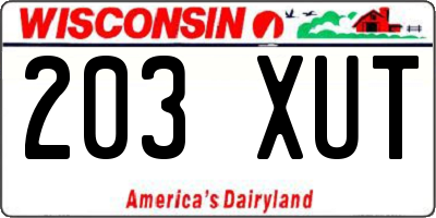WI license plate 203XUT