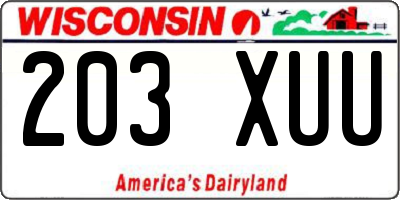 WI license plate 203XUU