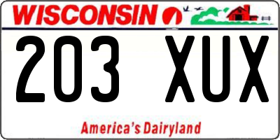 WI license plate 203XUX