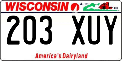 WI license plate 203XUY
