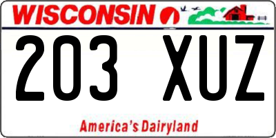 WI license plate 203XUZ