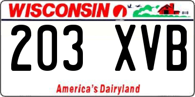 WI license plate 203XVB