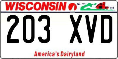 WI license plate 203XVD