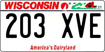 WI license plate 203XVE