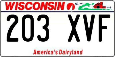 WI license plate 203XVF