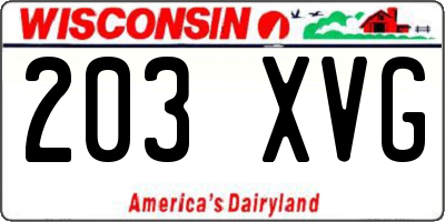 WI license plate 203XVG