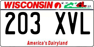 WI license plate 203XVL