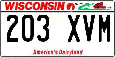 WI license plate 203XVM