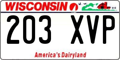 WI license plate 203XVP