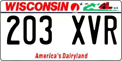 WI license plate 203XVR