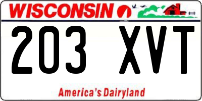 WI license plate 203XVT