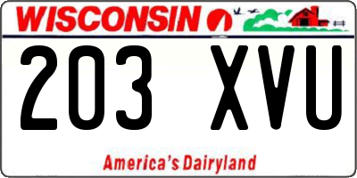 WI license plate 203XVU