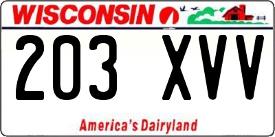 WI license plate 203XVV