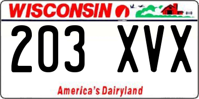 WI license plate 203XVX