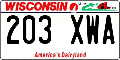 WI license plate 203XWA