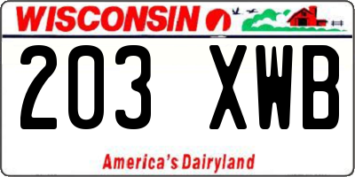 WI license plate 203XWB