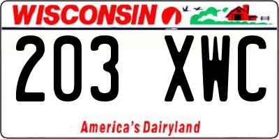 WI license plate 203XWC