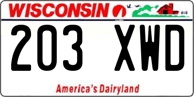 WI license plate 203XWD